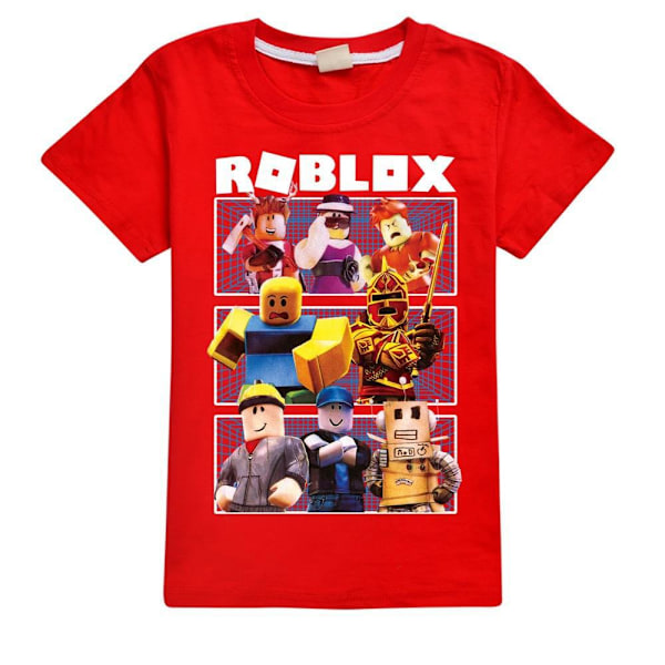 Roblox Pojke T-shirt Barn Flickor Tecknad Kortärmad Rundhalsad Toppar Barn Pojkar Grafiska T-shirts Red 150cm