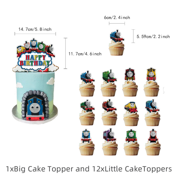 Thomas & Friends Födelsedag Dekorationsbanderoll Ballonger Tårta Toppers Festtillbehör