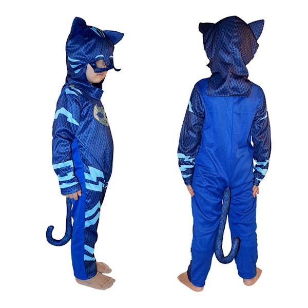 PJ Mask -asu pojille ja tytöille, supersankari lasten naamiaisasu kirjavikkoon, Halloweeniin Blue M