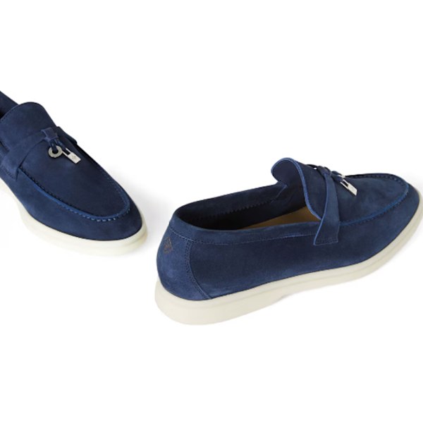 LORO PIANA Summer Charms Walk Mockasiner i mocka Grey 41