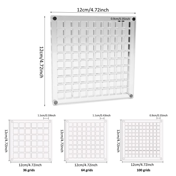 36/64/100 Rutor Transparent Akryl Magnetisk Snäckskal Diamant Ädelsten Pärla Display Förvaringslåda 64 Grids