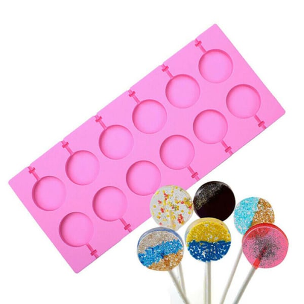 12 Lollipop Silikonform Candy Chocolate Sticks Tårtbakningsverktyg
