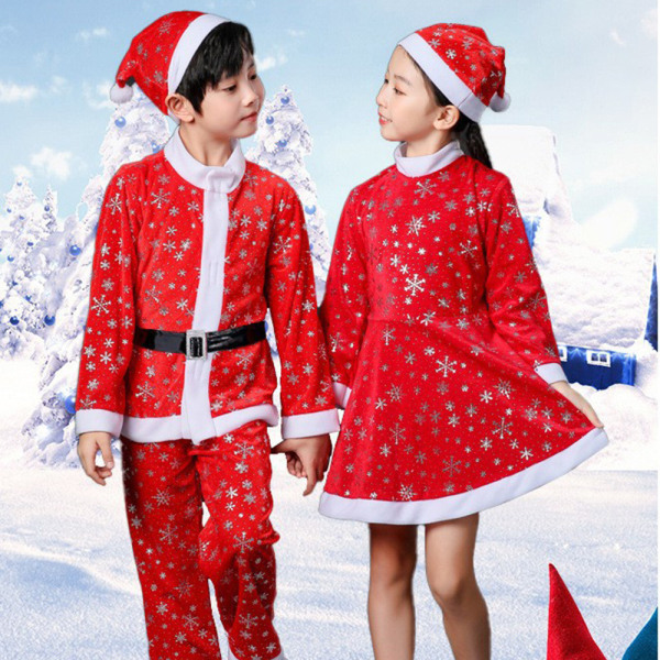 Flickor Mrs. Santa Claus Kostym Röd Klänning Jul Outfits + Hatt Girls 150CM