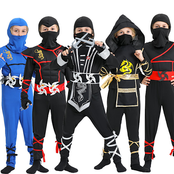 Ninja Kostyme for Barn Gutter Jenter Tilbehør Antrekk Sett Karneval Nytt C S