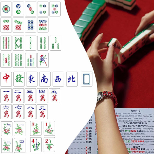 4 KPL Mahjong Pistetaulukko Säännöt Kortti Mahjong Ohjeet Standardikäsi 4PCS