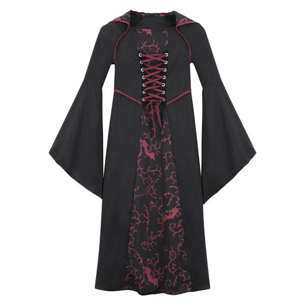 Halloween-klänningar för flickor, vampyrhäxa-kostym för uppträdanden wine red 130cm