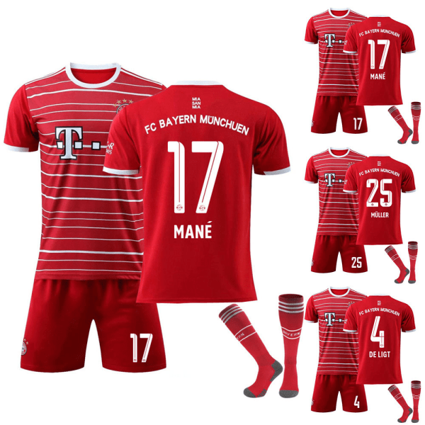 Barn FC Bayern Munich Mane #17 Fotbollströja Fotboll Sportkläder #17 4-5Y