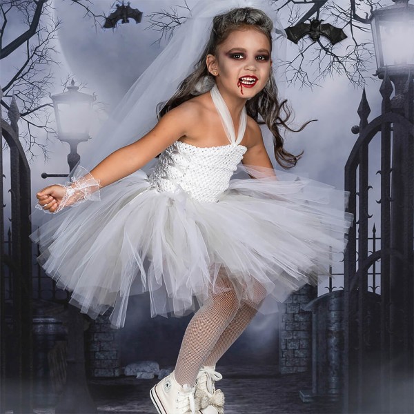Barnens Spökgbrud Cosplay Klänning Halloween Rollspel Kostym L 90cm