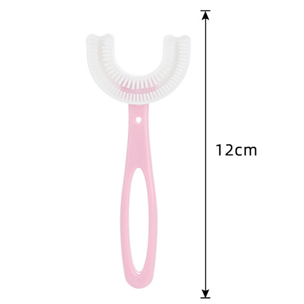 U-formad Tandborste för Barn Mjuk & Hälsosam Silikon Tandborste Pink 6-12Y