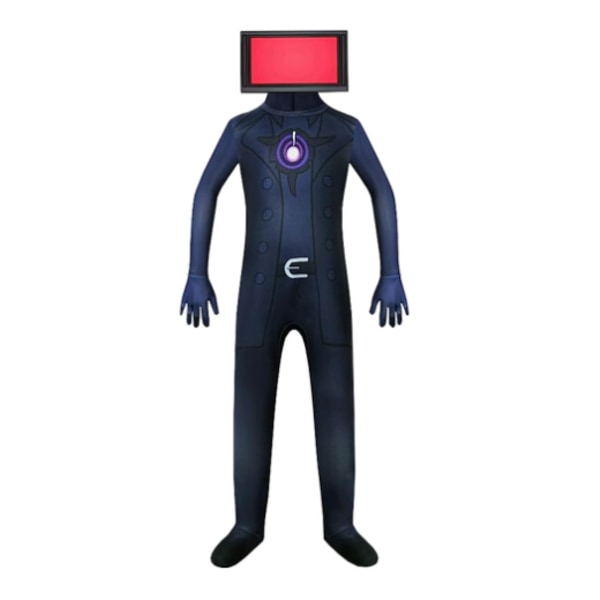 Skibidi Toalettdräkt Bodysuit Barn Halloween Cosplay Jumpsuit C 130cm