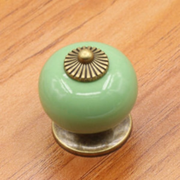 2st Vintage Keramiska Dörrknoppar Skåp Köksdraghandtag green With screws 2pcs