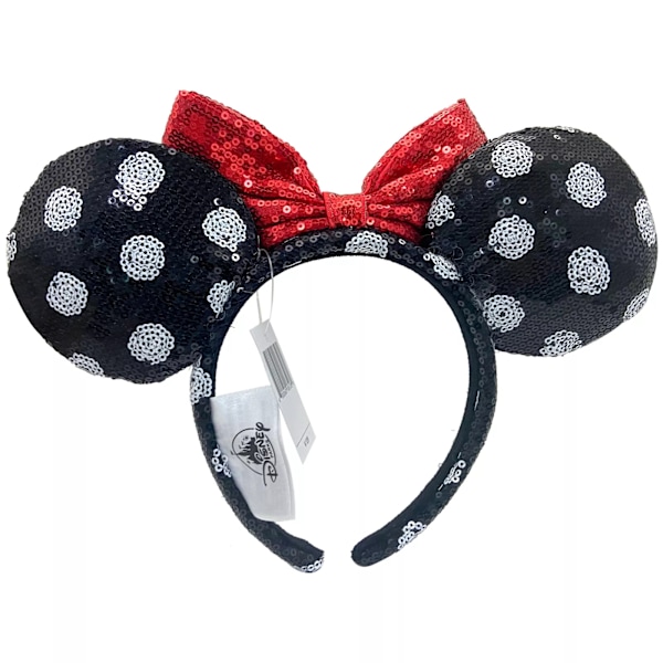 Minnie Mouse Ører Hårbøjle Paillet Øre Rød Sløjfe Polka Dot Hårbånd Udklædning