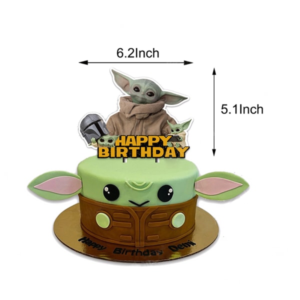 Baby Yoda Tema Party Dekor Ballonger Kit Banner Cake Toppers Set