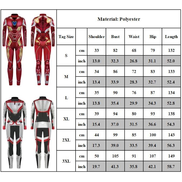 Superhjälte Marvel Karaktärer Herr Dam Fancy Bodysuit Jumpsuit Cosplay Kostym C M