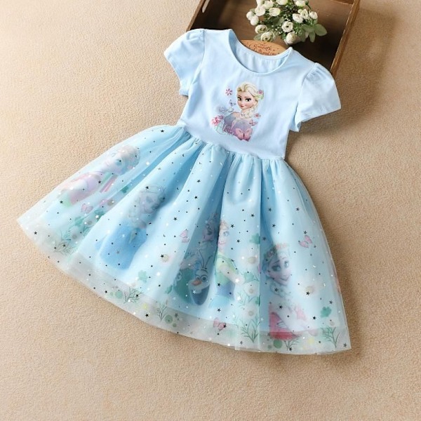 Flickor Prinsessa Klänning Elsa Anna Småbarn Cosplay Klänning Barn Tutu Födelsedagsfest Kläder Blue 110cm