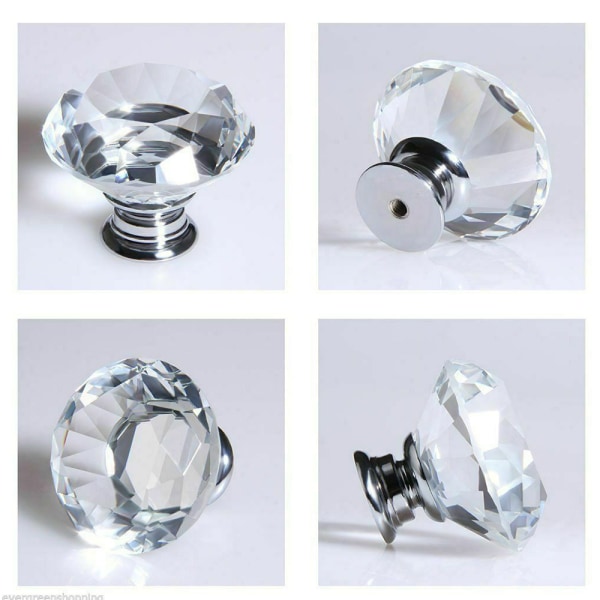 1/4 / 6/8/10 / 12:a Hemmöbler Diamantformat kristallhandtag 10pcs