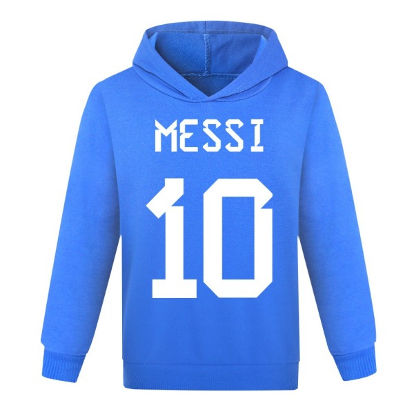 Barn Vinter Sweatshirts Långärmade hoodies Messi Pullover Casual Sport Toppar Dark blue 130cm