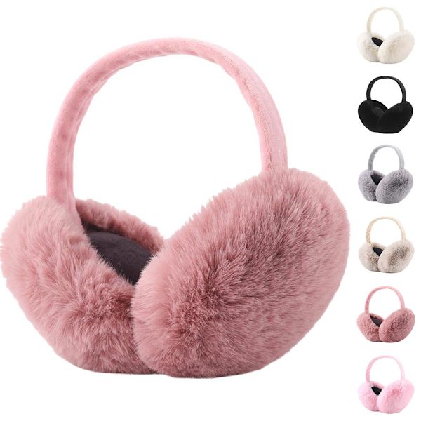 Vinteröronmuffar för kvinnor, mjuka öronvärmare för kallt väder light pink