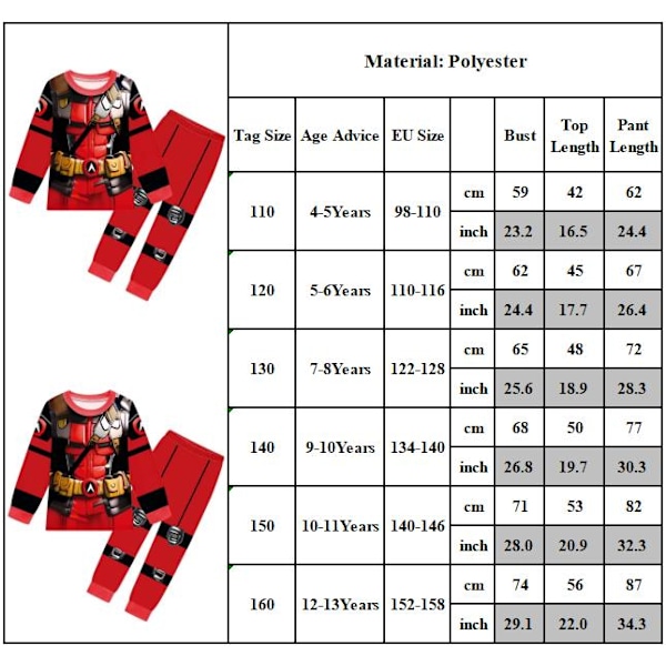 Flickor Pojkar Deadpool Wolverine Pyjamas Barn Nattkläder Loungewear Pyjamas Set Cosplay 120cm