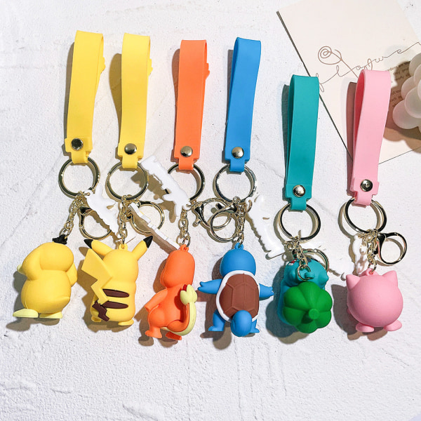 3D Nyckelring Väska Tillbehör Pikachu Squirtle Charmander Psyduck #4