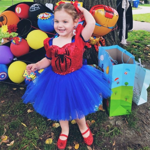 Toddler Flickor Spiderman Cosplay Kläder Barn Prinsessan Halloween 100cm