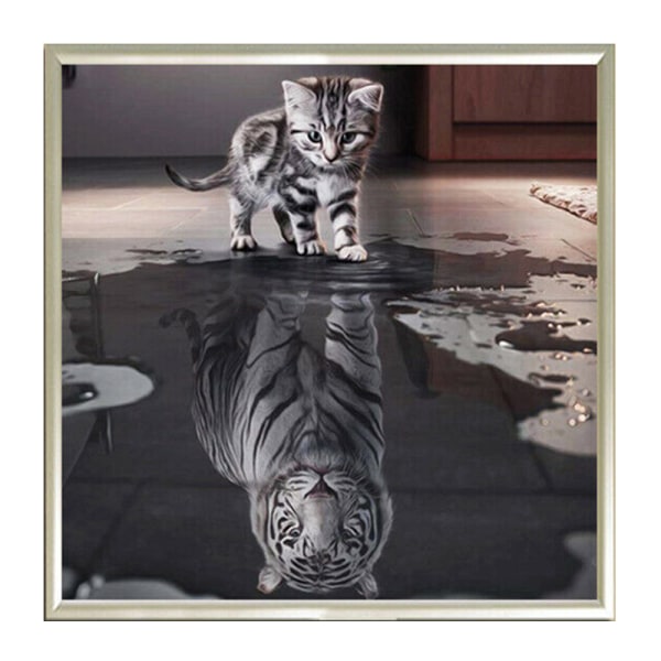 5D diamond painting Kitty and Tiger Home Art Decor Kit DIY