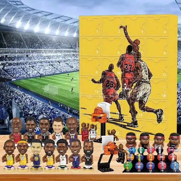 Julkalender för Basket 2024, Innehåller 24 Gåvor, Överraskningskalender med Basketstjärnor i Blind Box