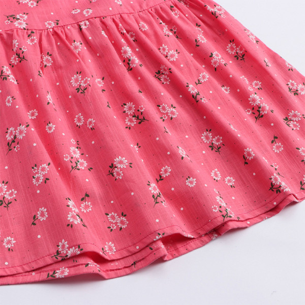 Barnflickor Prinsessa Lång Tutusärm Festklänning Sommar Födelsedagsfest Fancy Kostym Sundress Rose red 140cm
