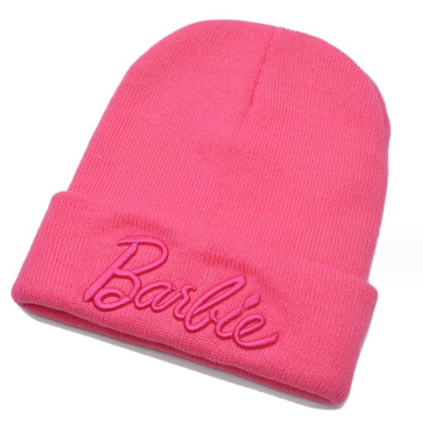 Barbie Broderad Beaniehatt för Vuxen Vinter Varm Stickad Hatt Present Watermelon Red