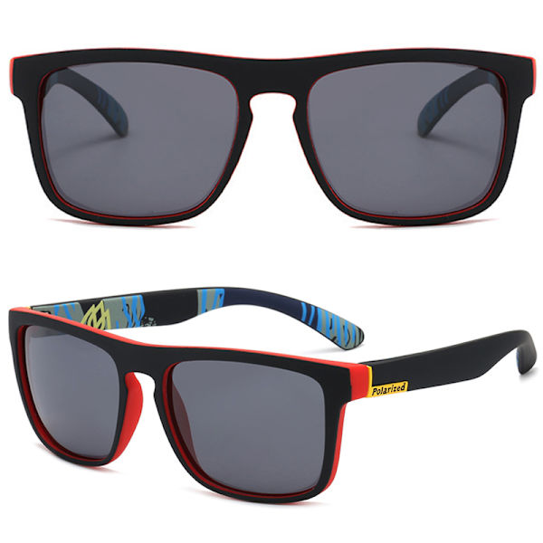 3 par fyrkantiga solglasögon för män, utomhusglasögon Red Frame Black Lenses 3pair
