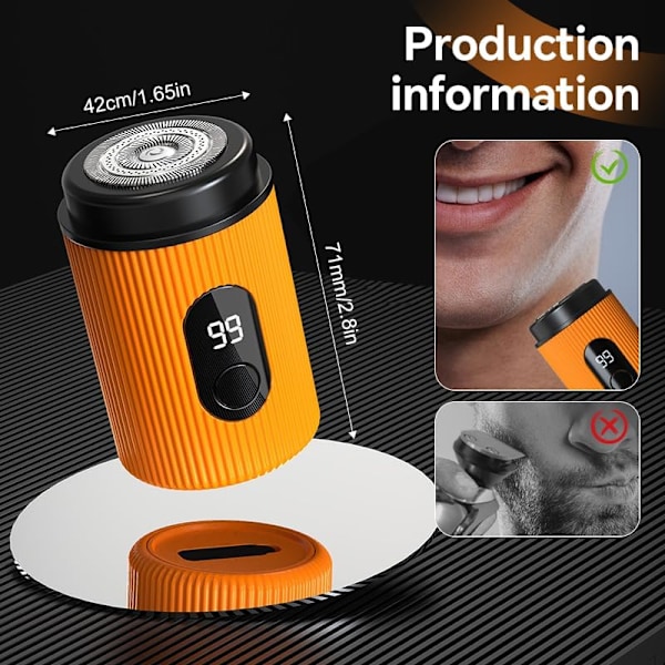 Uusin Mini Kannettava Sähköparranajokone, 2025 Päivitys Mini Sähköparranajokone Taskukokoinen Sähköpartahöylä Miehille, USB Ladattava Vedenkestävä Parranajokone Orange