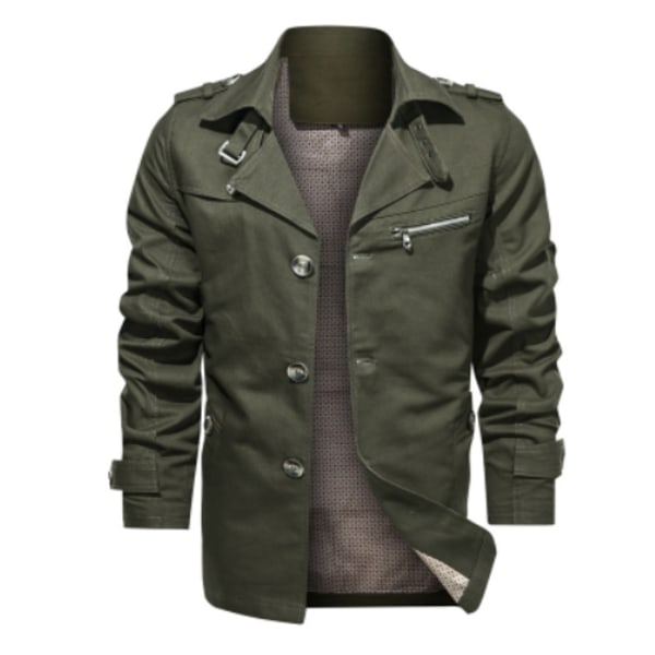 Herrar Bomulls Casual Jackor Medellång Vindjacka Tvätjackor För Vår Och Höst Army Green 4XL