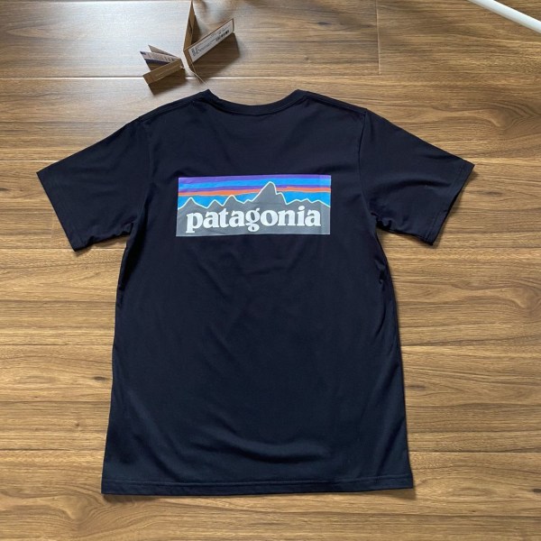 Dam Herr Patagonia T-shirt Unisex kortärmad bomull Crewneck print T-shirt blus Casual Toppar Black 2XL
