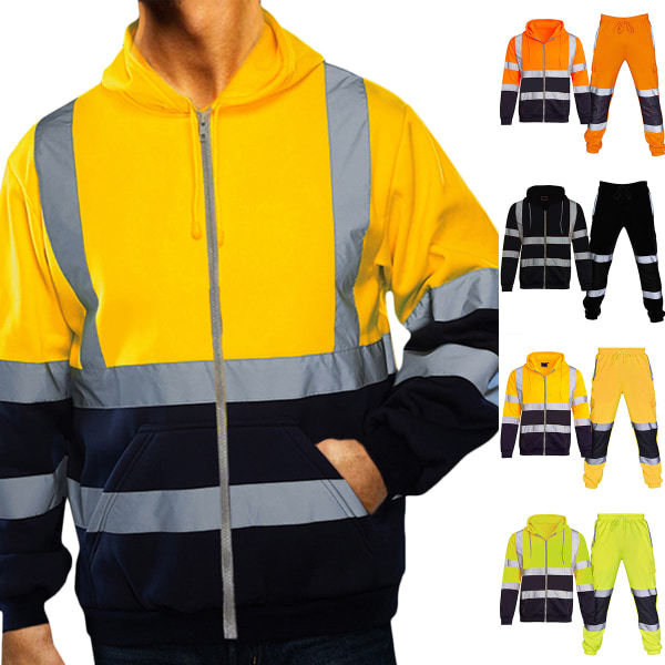 Herrmode 1 Set ReflexivesTräningsoverall City Cleaner Yellow 4XL