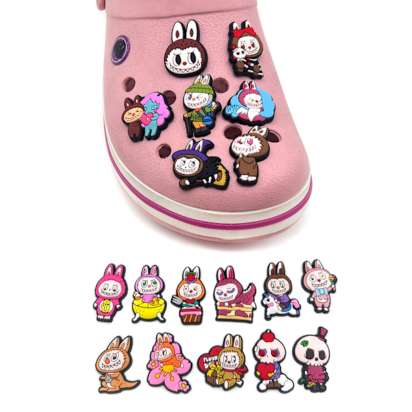 18 stk. Labubu Sko Charms Bundle Sæt Dekorationstilbehør til CrocsClogs 18PCS