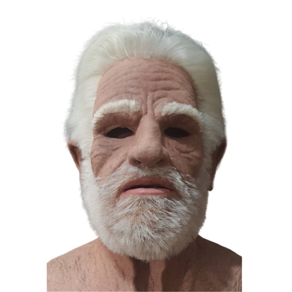 White Beard Old Man Mask Latex Mask Full Head Halloween Cosplay