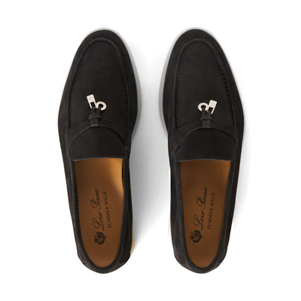 LORO PIANA Summer Charms Walk Mockasiner i mocka Black 42