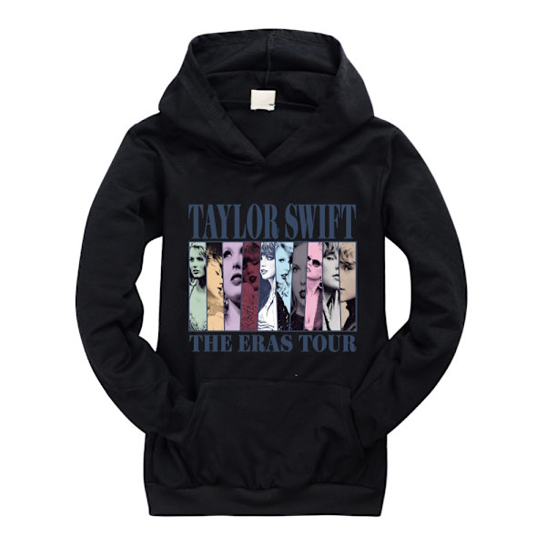 Børnepiger Taylor Swiftie Print Hættetrøje Sweatshirt Julegave Casual Pullover Toppe Black 140cm