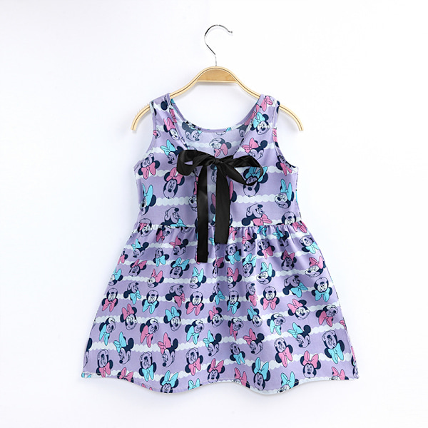 Barn Flickor Småbarn Sommar Ärmlös Tank Klänning Casual Blommig Kort Sommarklänning B 110cm