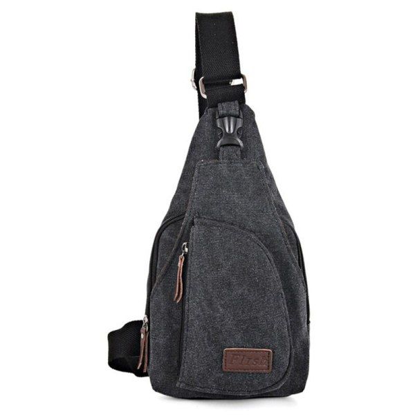 Canvas Ryggsäck för Män, Resa, Vandring, Axelväska, Slingväska black