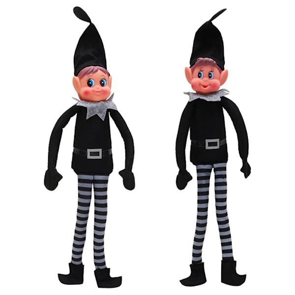 Stygg Liten Jultomte Svart Kläder Mjuk Elfdocka Figur Julpojke Flicka Presenter Boys