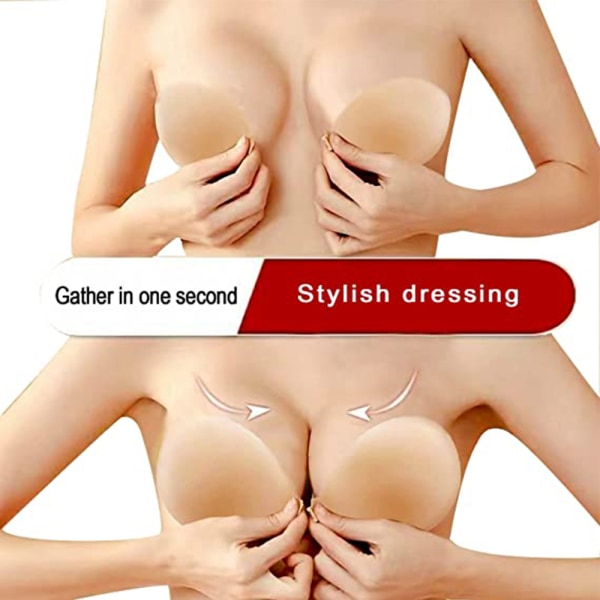 Självhäftande BH, Klibbig, Bandlös, Push-up, Återanvändbar, Silikon Skin-C