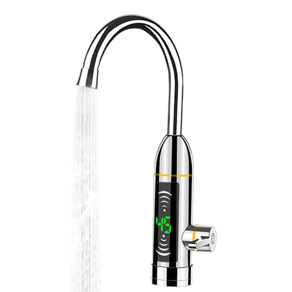Elektrisk köksblandare med LED-vattentemperaturindikator, justerbar temperatur, varm- och kallvattenblandare, 360° vridbar, smart värmare