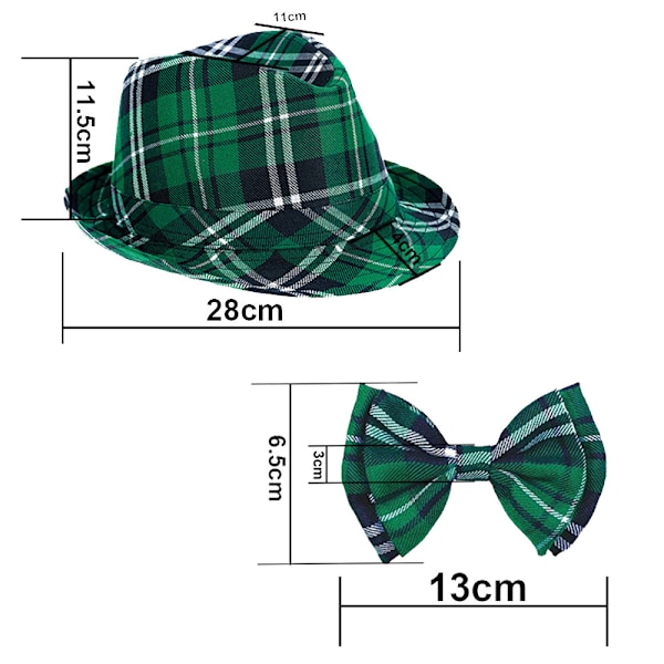 Irländsk Rutig Grön Fedora - St. Patrick's Day Kostymtillbehör