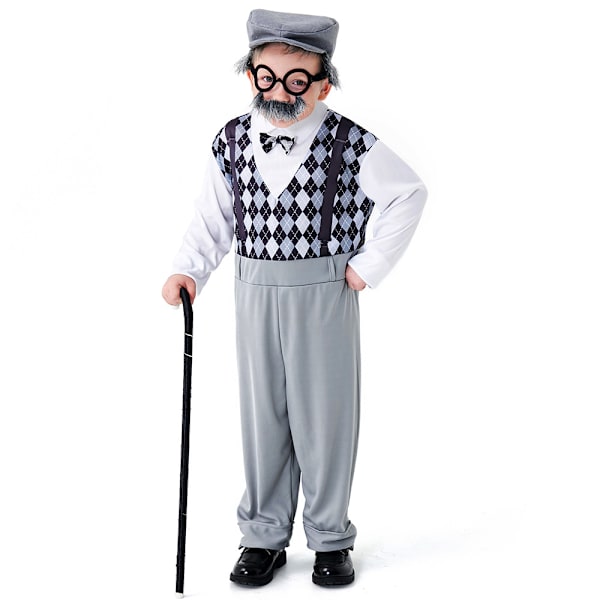 Lasten Poikien Cosplay Isoisä Vanha Mies Koulupuku Esitysasut Vaatteet grey M