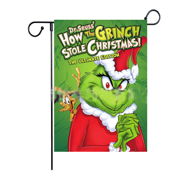 Grinch Julgrändsflagga Banner Dekoration för Vintergård B