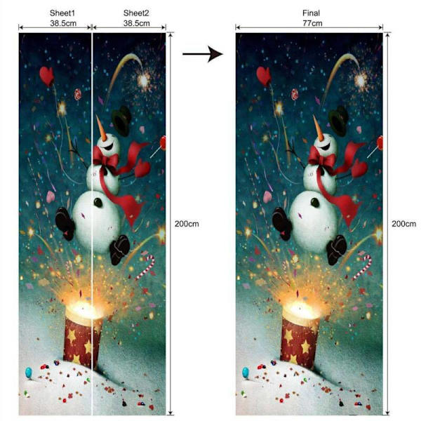 Julparty 3D Dörrklistermärken Snögubbe Jul Hem Vägg DIY 38.5*200cm