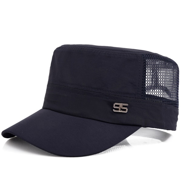 Snapback Mesh Cap Enkelt Vintage Flat Peak Basebollkepsar Herrhatt navy blue