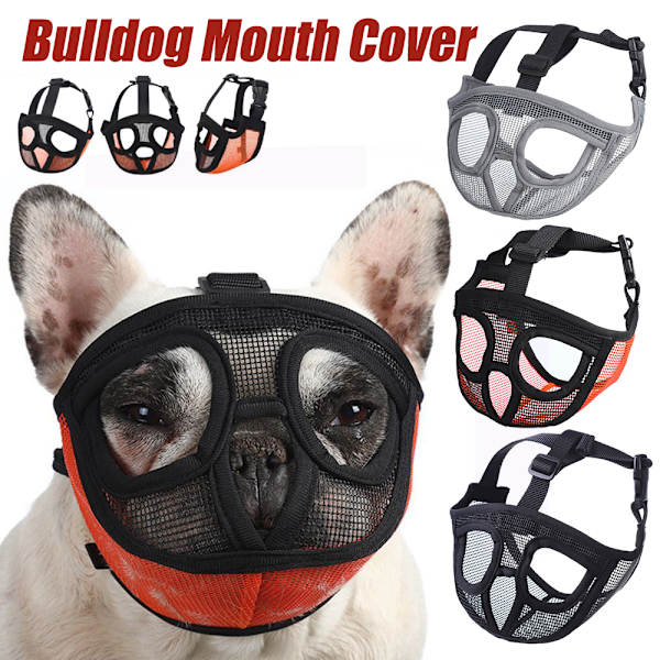 Snout Dog Nosparti, Andningsbar Mesh, Plat Nosparti, Bulldog Mask, Munskydd Grey S