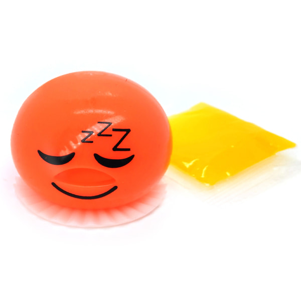 Squishy Puking äggula boll med gul goop lindra stress leksak